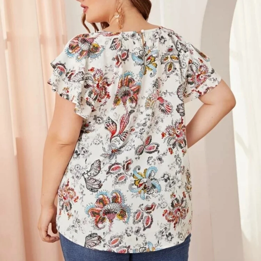 SHEIN Keyhole Neck Short-sleeved Tunic - Picture 2 of 13